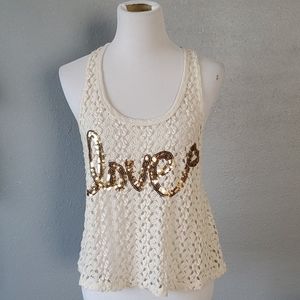 Banga boutique lace crochet glitter tank top